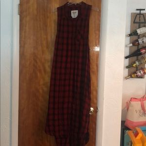 High-low plaid tank top dress